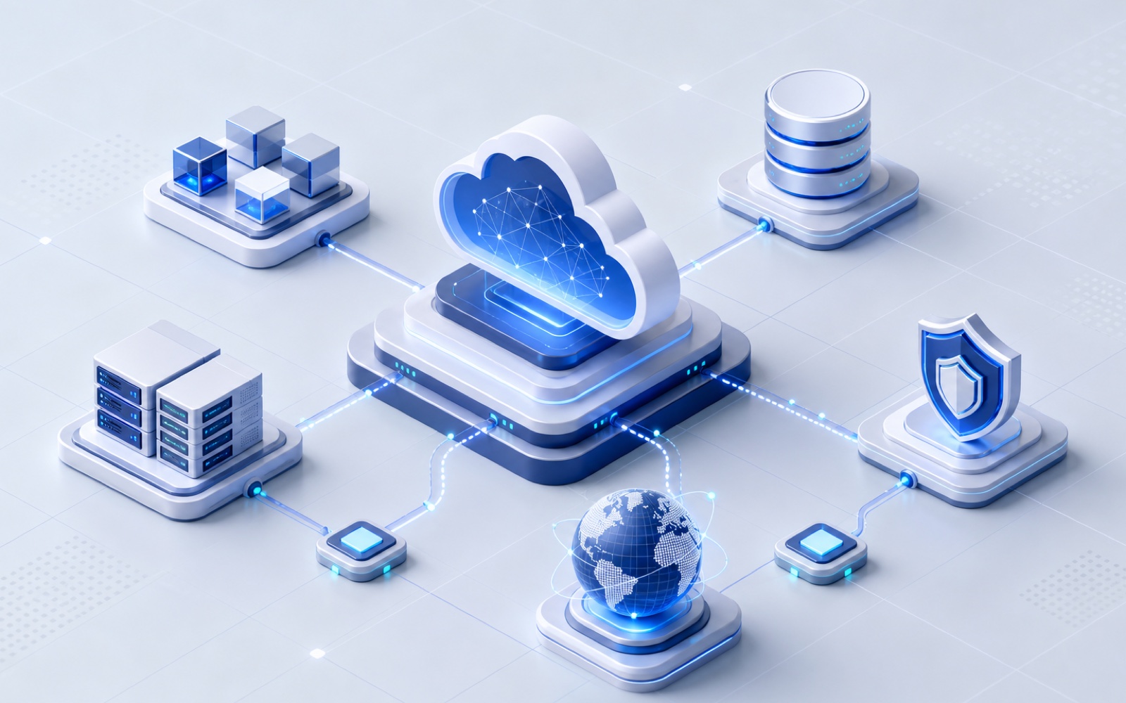 由多个云服务节点组成的 AWS 上云架构规划示意图